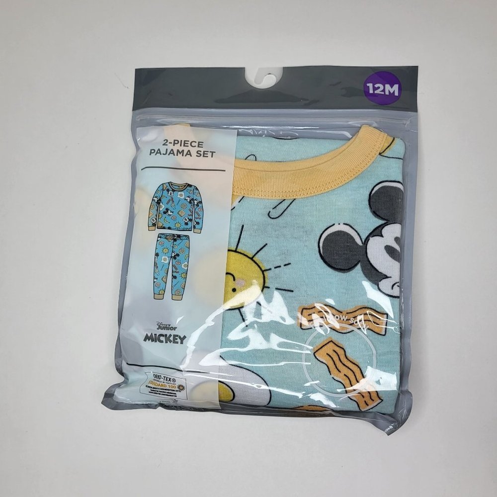 New Mickey Mouse Size 12M Toddler 2 Piece Pajama Set Cotton Comfy Sleepwear Baby